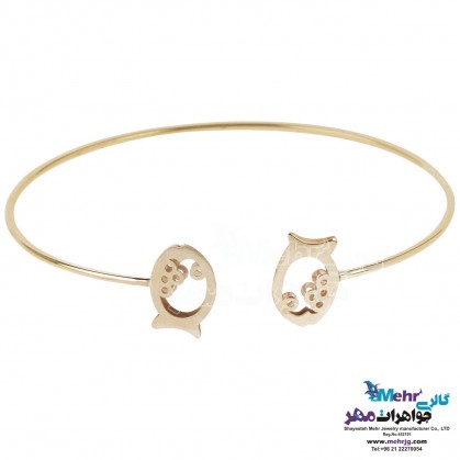 Gold Bangle Bracelet - Fish Design-MB0686